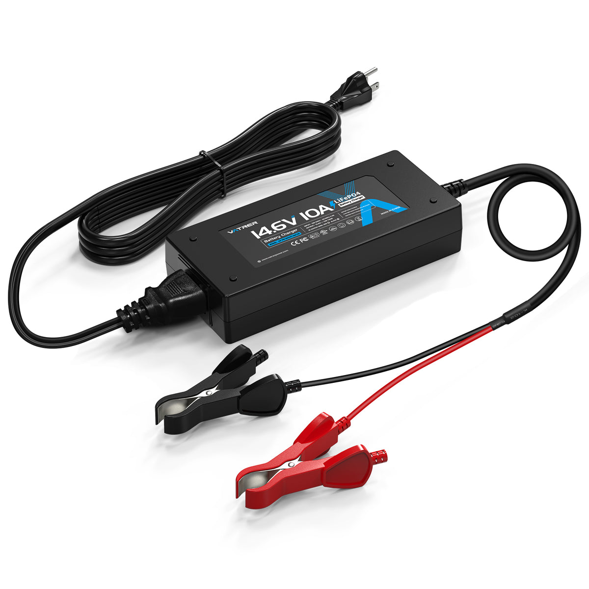 Vatrer 14.6V 10A Intelligent AC-DC Charger for 12V Lithium Iron Phosphate EU
