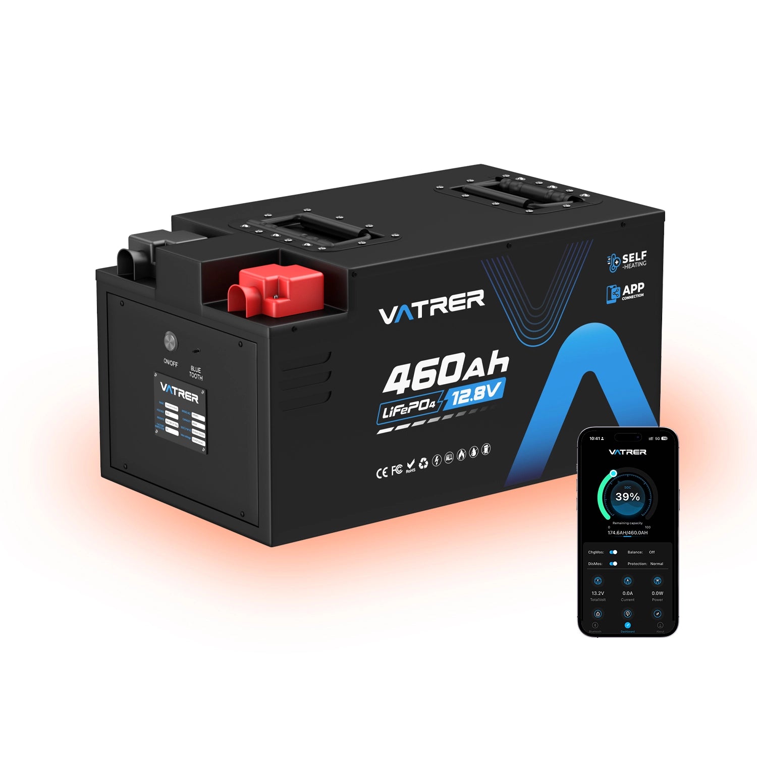 Vatrer 12V 460Ah Self-heating Lithium RV Battery, 5kWh 300A BMS RV Battery EU