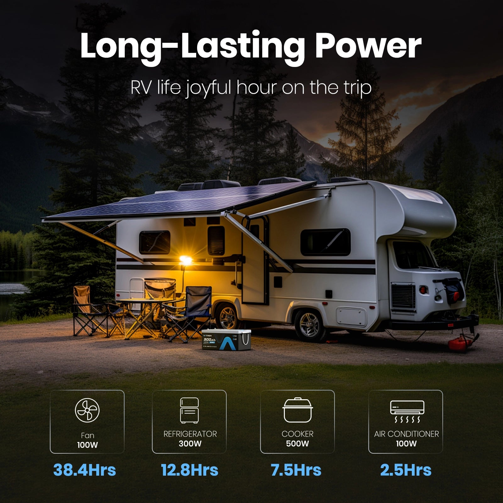 Vatrer 12V 300Ah Bluetooth LiFePO4 Lithium Battery EU