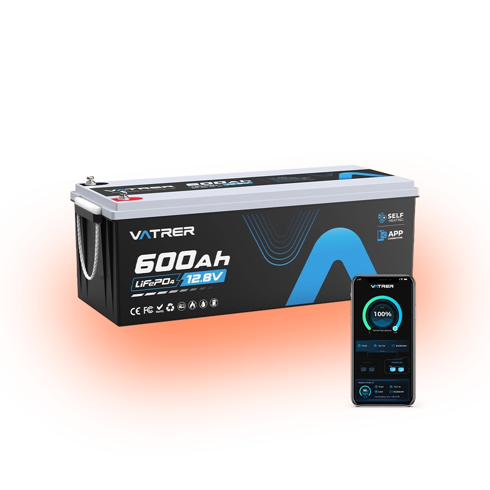 Vatrer 12V 600Ah Lifepo4 Batterie mit Heizung, Bluetooth für Wohnmobile