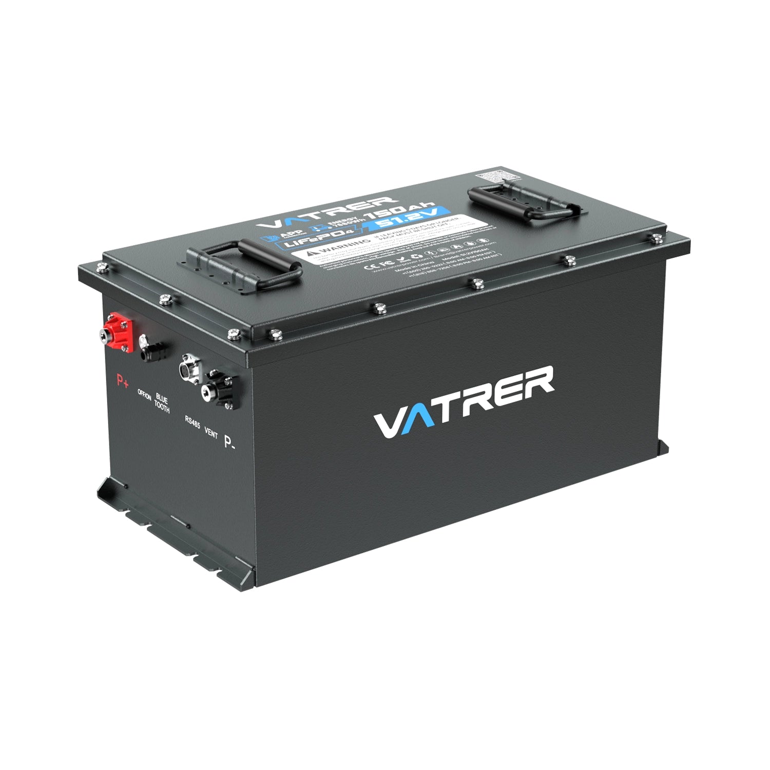 Vatrer 48V 150Ah Lithium-Golfwagen-Batterie mit hoher Kapazität, 200A BMS, 7680Wh, max. 10,24kW Leistungsabgabe