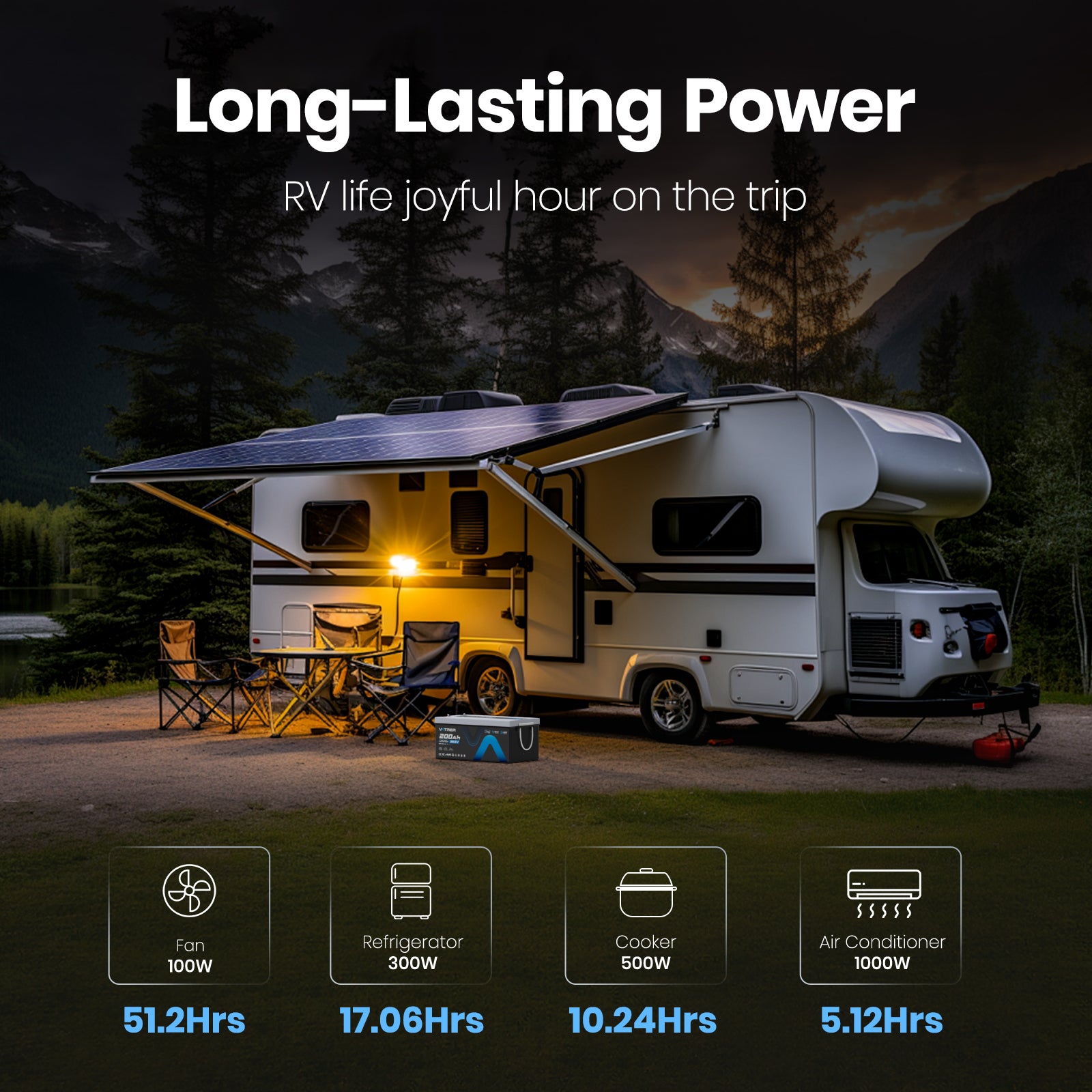 Vatrer 24V 200Ah Self-heating LiFePO4 Lithium Battery Bluetooth Version EU