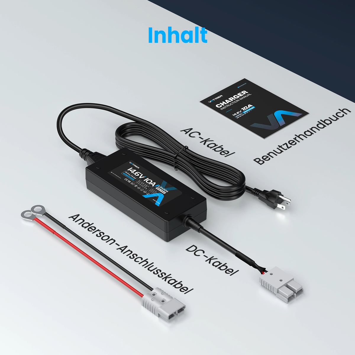 Vatrer 14,6V 10A Intelligentes AC-DC-Ladegerät für 12V Lithium-Eisenphosphat