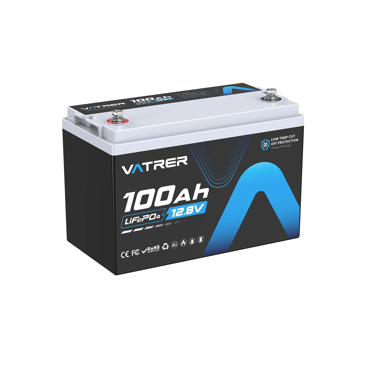 Vatrer 12V 100Ah Niedrige Temperatur Abschaltung Lifepo4 Lithium Batterie