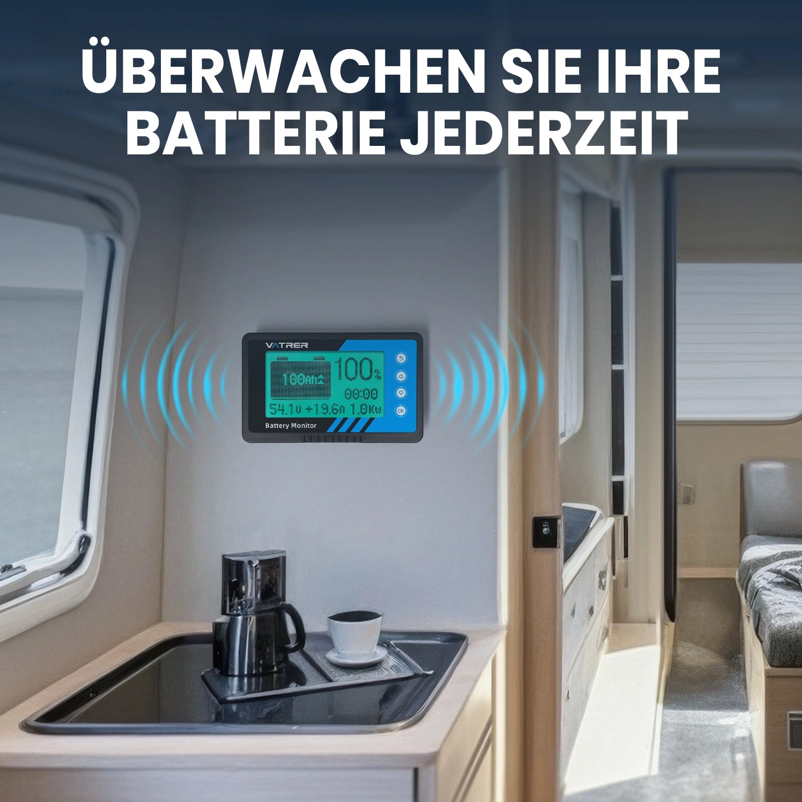 Vatrer 500A Batterie-Monitor mit Shunt zur Verwendung als Voltmeter und Amperemeter DE