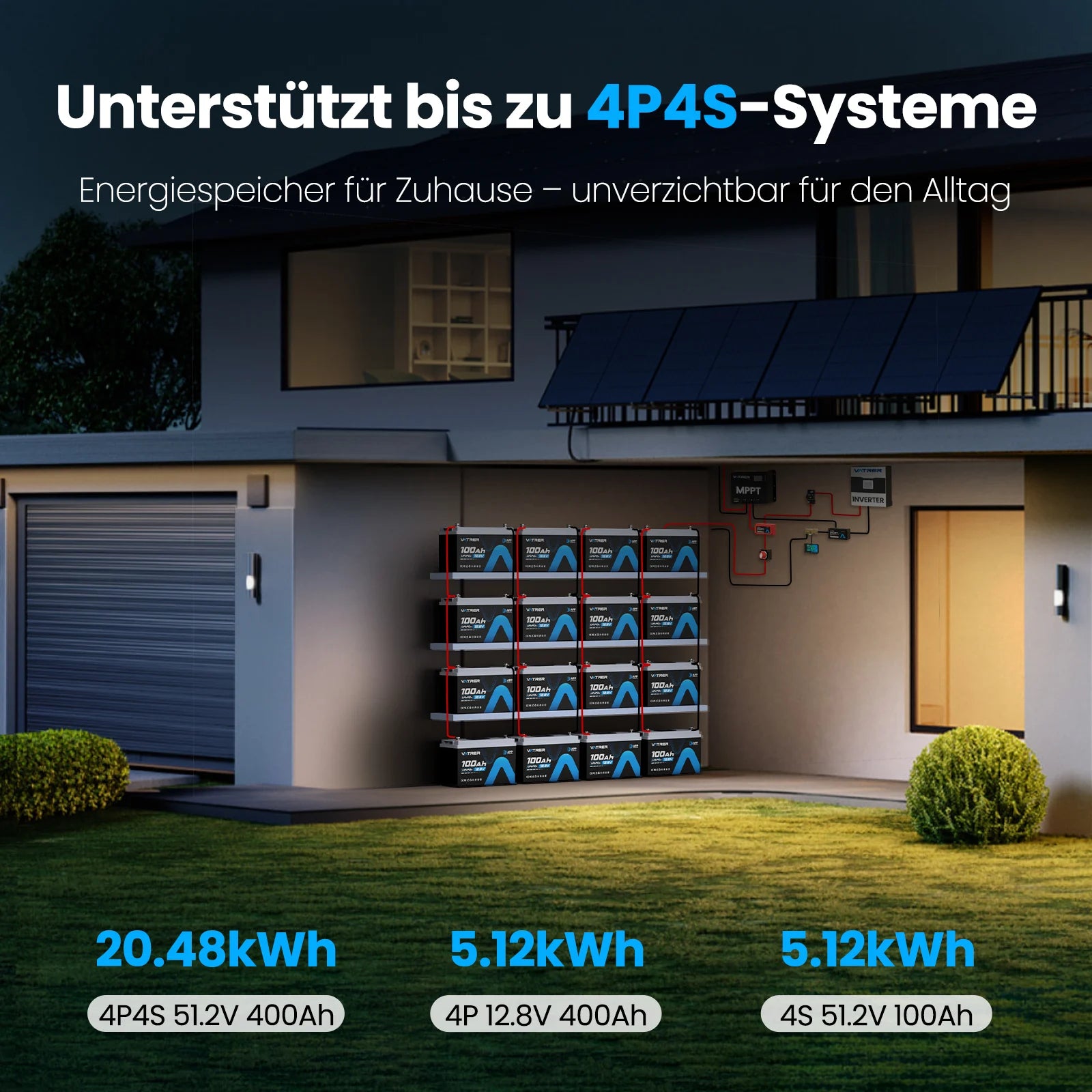 Vatrer 12V 100Ah LiFePO4 Lithium Akku mit Bluetooth, Abschaltung bei niedriger Temperatur