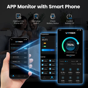 Vatrer 12V 200Ah LiFePO4 Lithiumbatterie Selbstheizfunktion Bluetooth 200A BMS