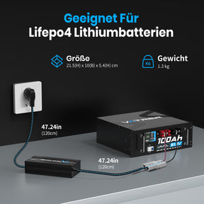 Vatrer 48V Lithium Batterie ladegerät, 58,4V 10A AC-DC LiFePO4 Smart-Batterieladegerät