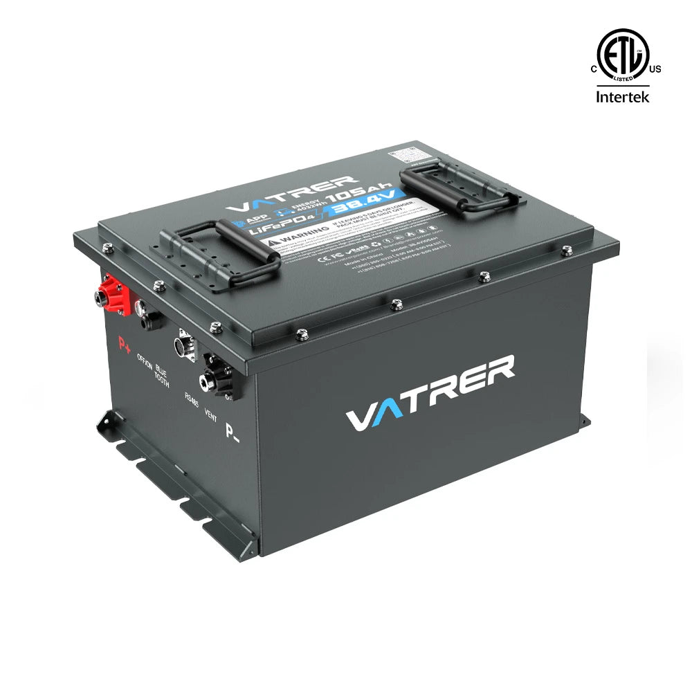 【UL】Vatrer 36V 105AH LiFePO4 Golfwagen Batterie, 200A BMS, 4,000+ Zyklen, Max 7.68kW Ausgangsleistung Lithium Batterie