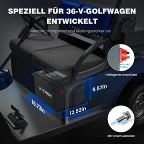 【UL】Vatrer 36V 105AH LiFePO4 Golfwagen Batterie, 200A BMS, 4,000+ Zyklen, Max 7.68kW Ausgangsleistung Lithium Batterie