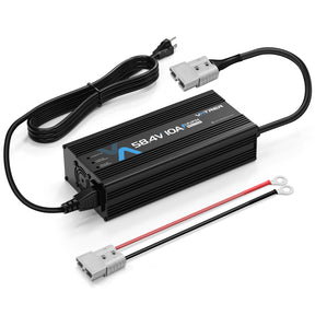 Vatrer 48V Lithium Battery Charger, 58.4V 10A AC-DC LiFePO4 Smart Battery Charger EU