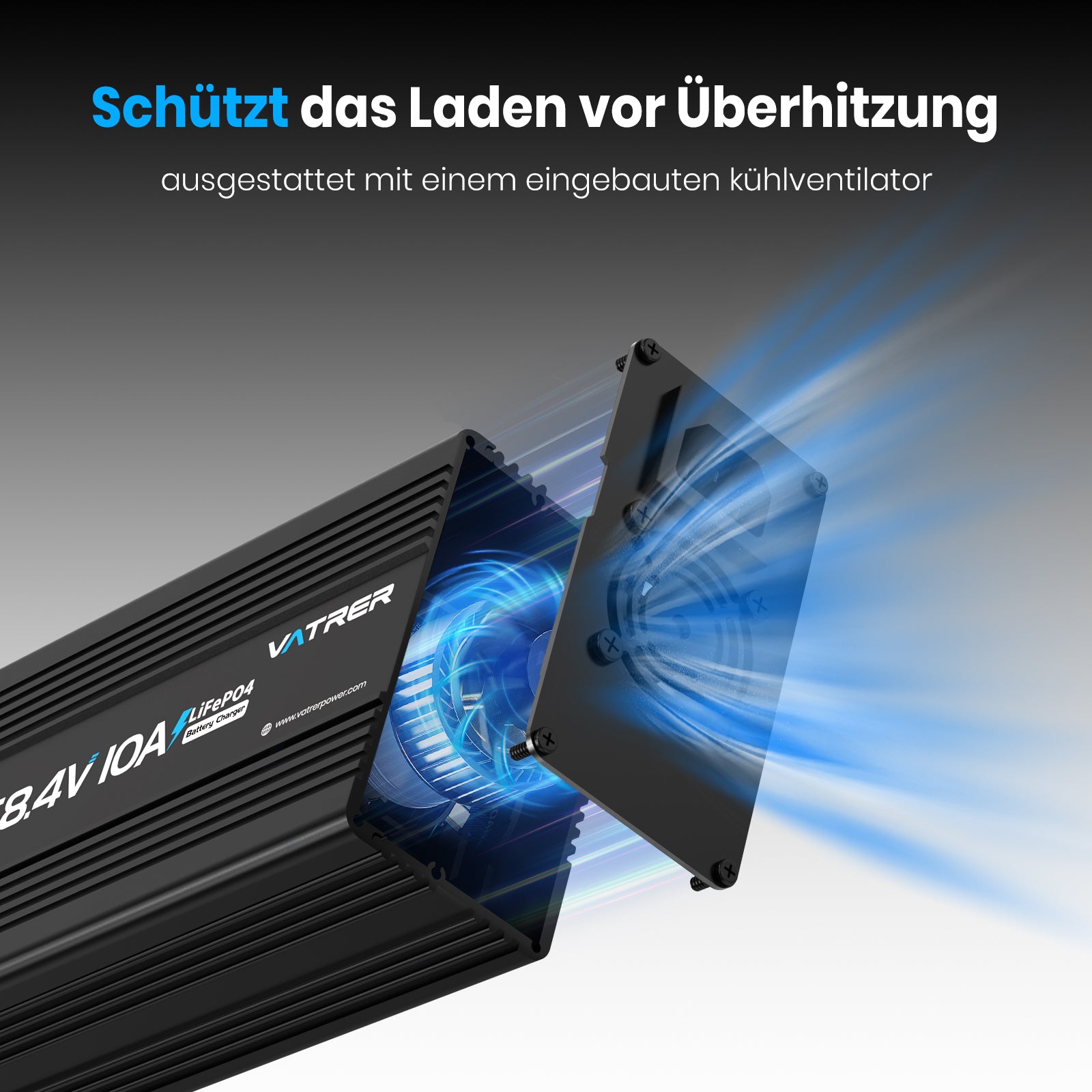 Vatrer 48V Lithium Batterie ladegerät, 58,4V 10A AC-DC LiFePO4 Smart-Batterieladegerät