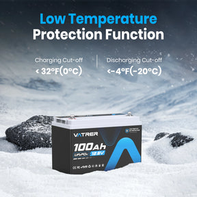 Vatrer 12V 100Ah Low Temp Cutoff LiFePO4 Lithium Battery EU