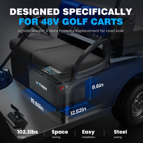 Vatrer 48V 105AH LiFePO4 Golf Cart Battery, 200A BMS, 4000+ Cycles Lithium Battery, Max 10.24kW Power EU 