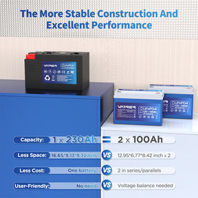 Vatrer 12V 230AH RV Battery Bluetooth Version, 200A BMS, Low Temp Cutoff, LiFePO4 Chemistry EU