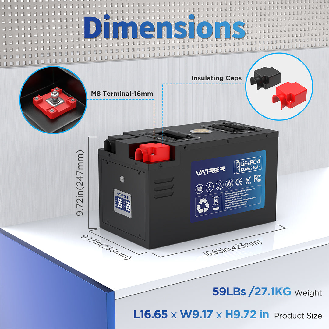 Vatrer 12V 230AH RV Battery Bluetooth Version, 200A BMS, Low Temp Cutoff, LiFePO4 Chemistry EU