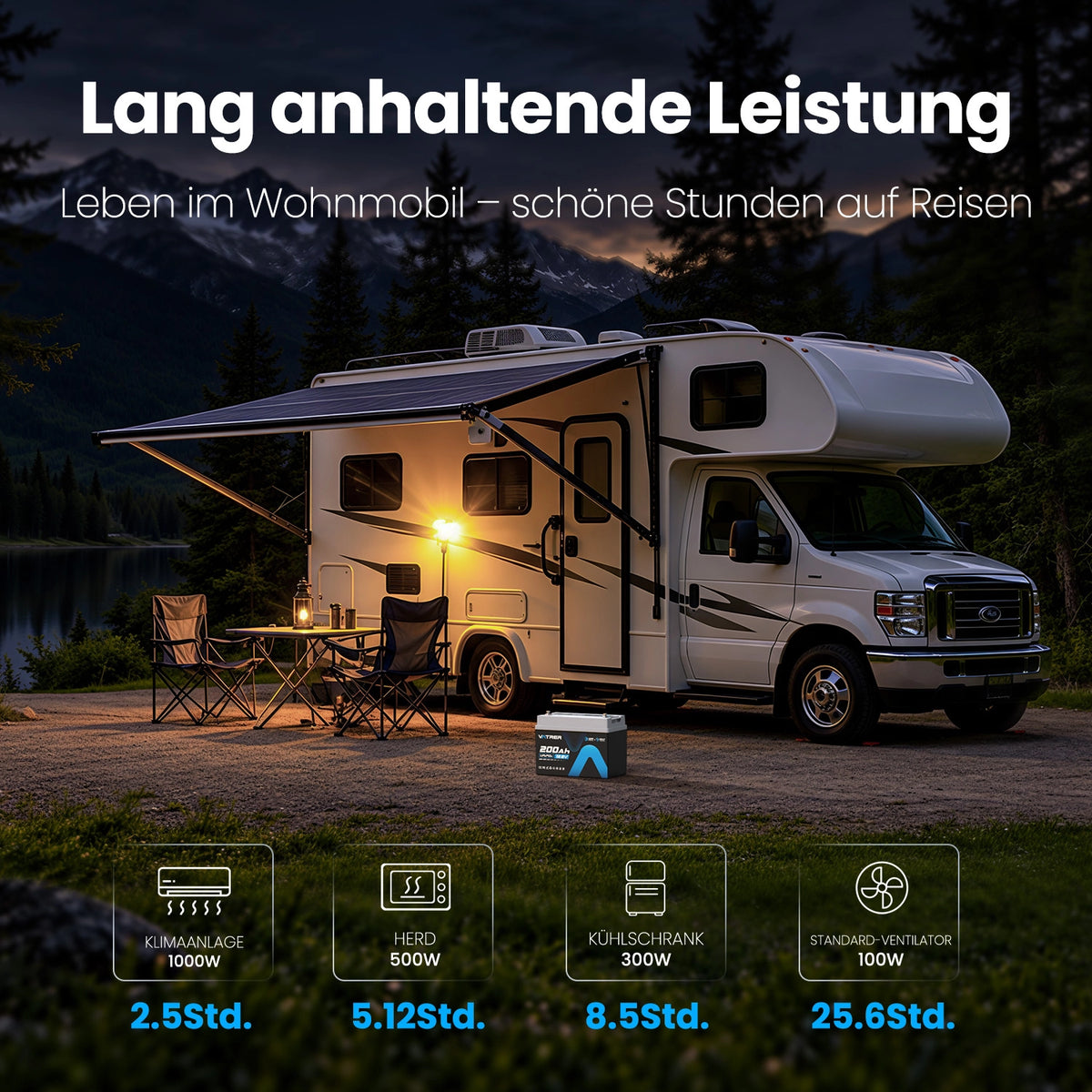 Vatrer 12V 200Ah LiFePO4 Lithiumbatterie Selbstheizfunktion Bluetooth 200A BMS