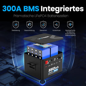 VATRER 12V 560Ah Selbsterwärmung LiFePO4 Lithium Batterie
