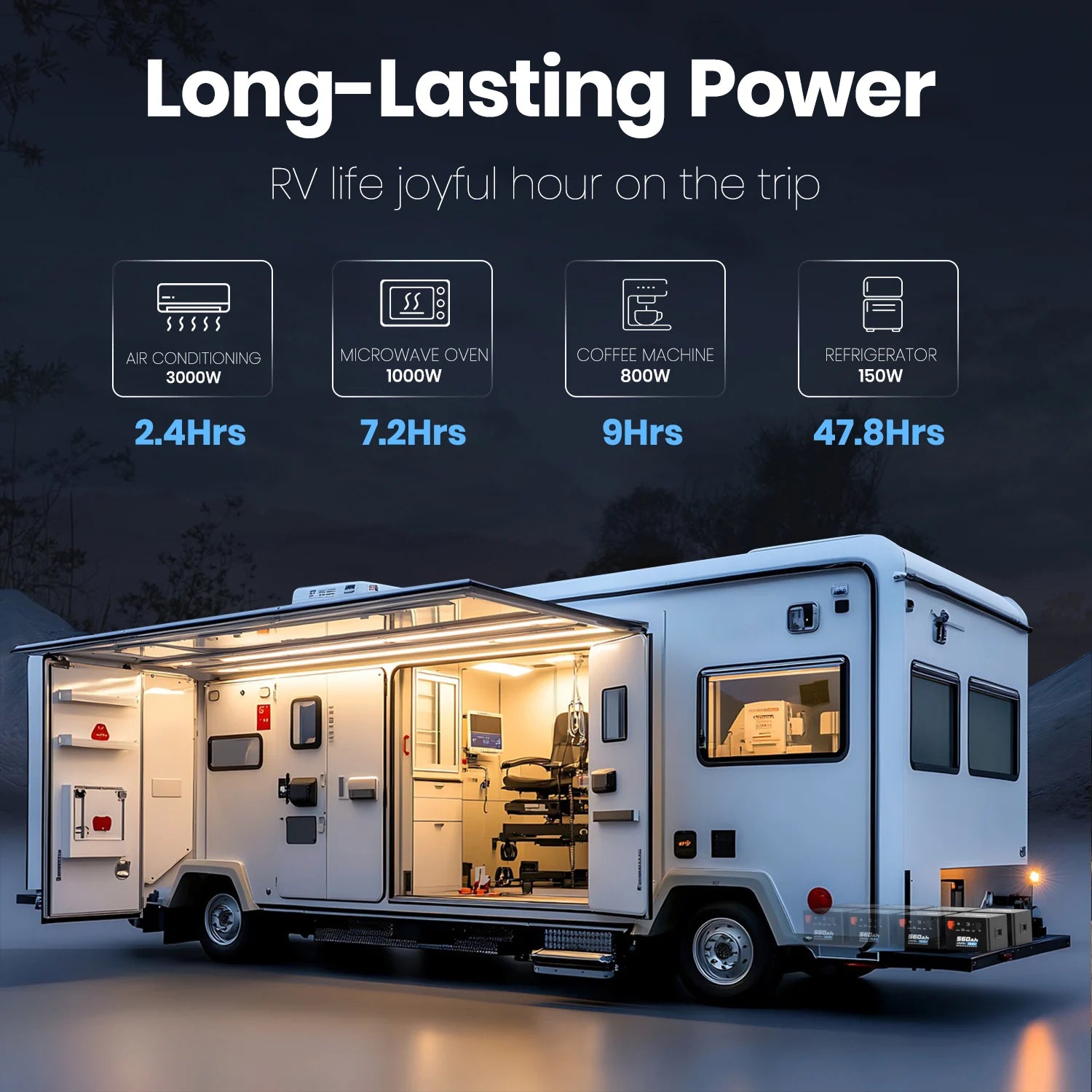 Vatrer 12V 560Ah Self-heating Lithium RV Battery 300A BMS EU