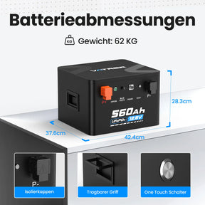 VATRER 12V 560Ah Selbsterwärmung LiFePO4 Lithium Batterie
