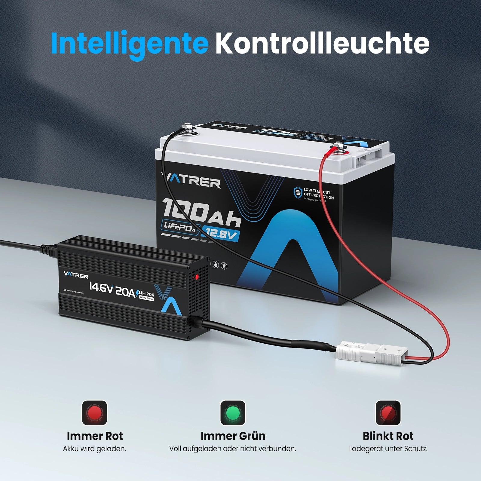 Vatrer 14,6V 20A Intelligentes AC-DC 12 V Lithium Eisenphosphat Akku ladegerät