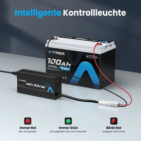 Vatrer 14,6V 20A Intelligentes AC-DC 12 V Lithium Eisenphosphat Akku ladegerät