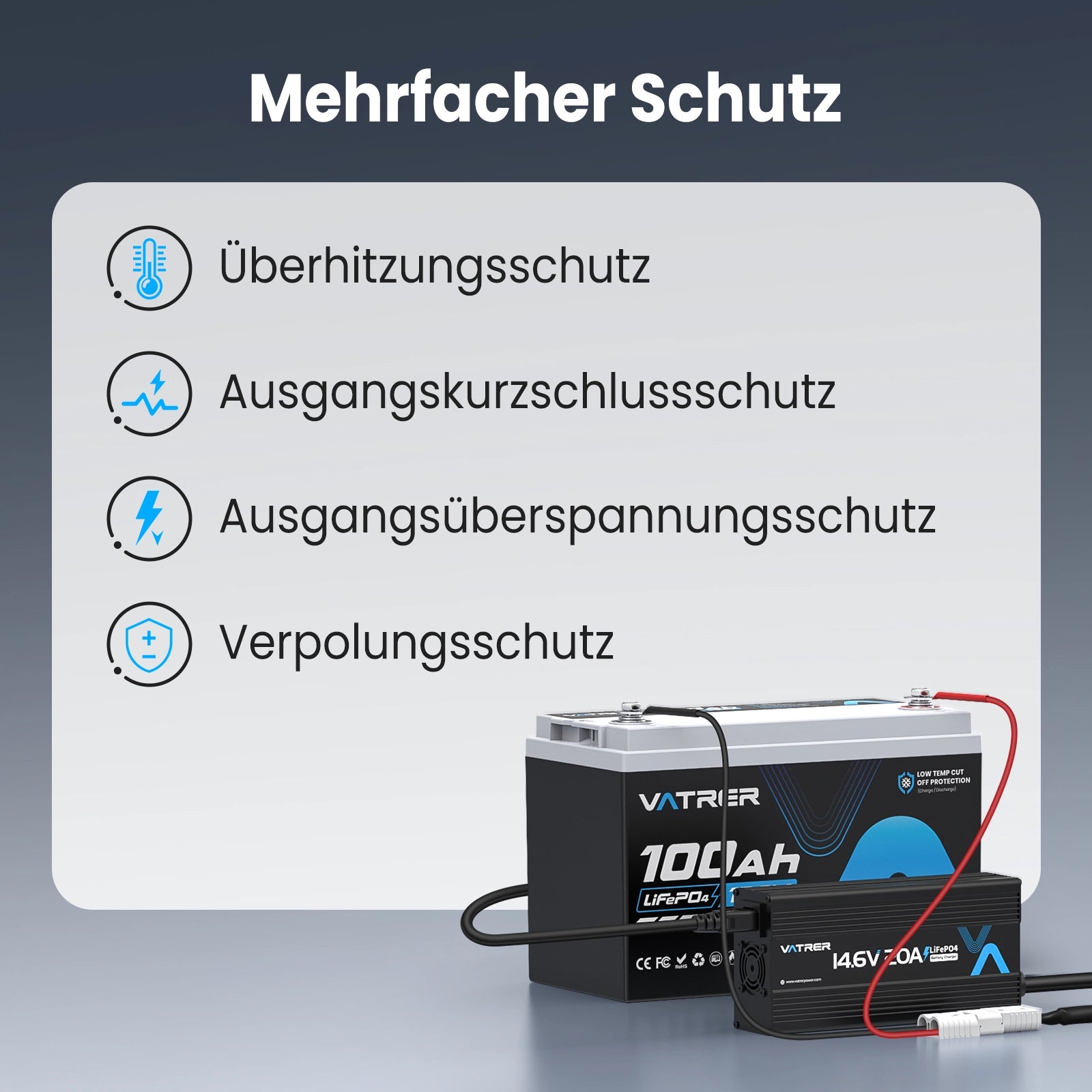 Vatrer 14,6V 20A Intelligentes AC-DC 12 V Lithium Eisenphosphat Akku ladegerät
