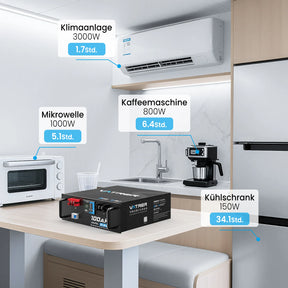 Vatrer 48V (51,2V) 100Ah Selbstwärmende Lithium-Solarbatterie, Max. 5120W Ausgangsleistung