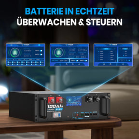 Vatrer 48V (51,2 V) 100Ah Lithium-Solarbatterie mit WLAN und Bluetooth für Server-Racks