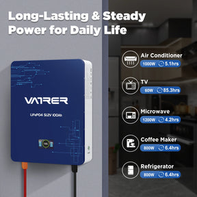 Vatrer 48V (51.2V) Wall-Mounted LiFePO4 Solar Battery EU