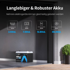 Vatrer 12V 100AH LiFePO4 Lithiumbatterie mit APP Überwachung und Selbsterwärmung Bluetooth Version