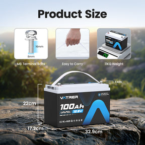Vatrer 12V 100Ah Low Temp Cutoff LiFePO4 Lithium Battery EU