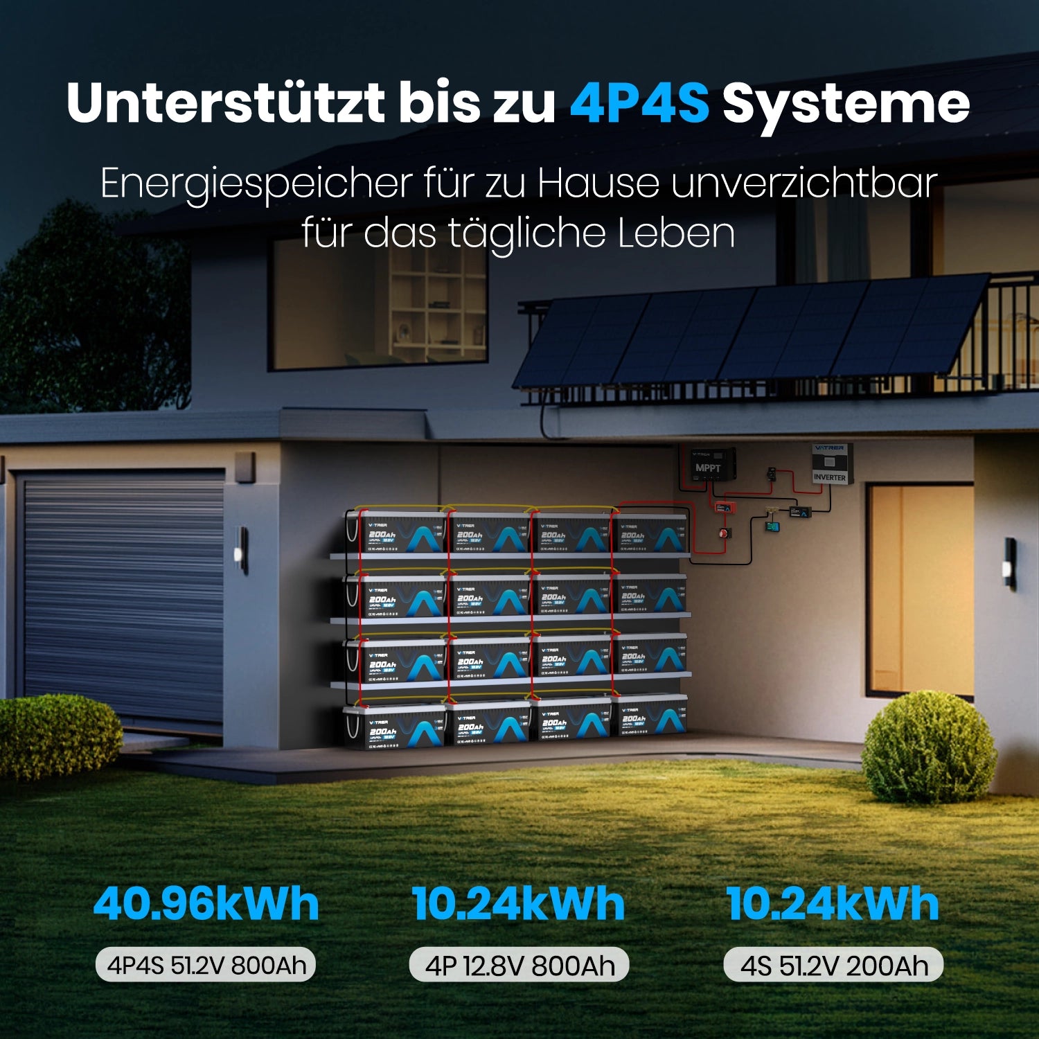 Vatrer 12V 200Ah Plus Lithium batterie mit Bluetooth 200A BMS