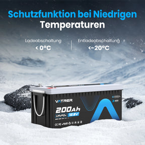 Vatrer 12V 200Ah Plus Lithium batterie mit Bluetooth 200A BMS