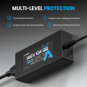 Vatrer 14.6V 10A Intelligent AC-DC Charger for 12V Lithium Iron Phosphate EU