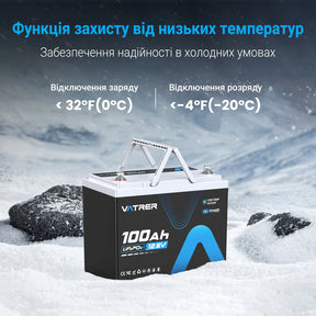 Vatrer 12V 100Ah LiFePO4 акумулятор Group 24 Україна