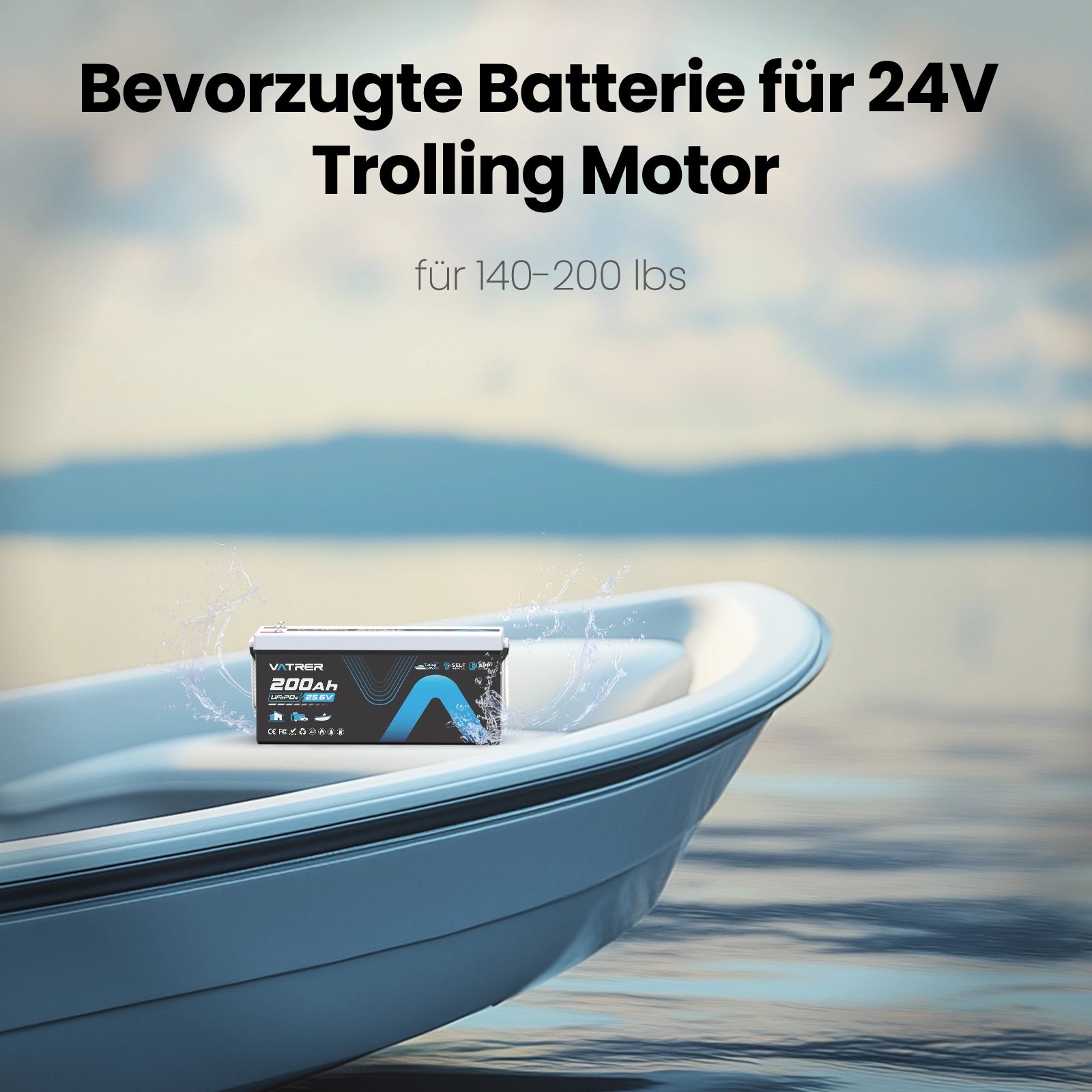Vatrer 24V 200Ah Lithium batterie selbstheizende Bluetooth Version, integriertes 200A BMS, 5000+Zyklen – LiFePO4-Batterien mit Abschaltung bei niedriger Temperatur