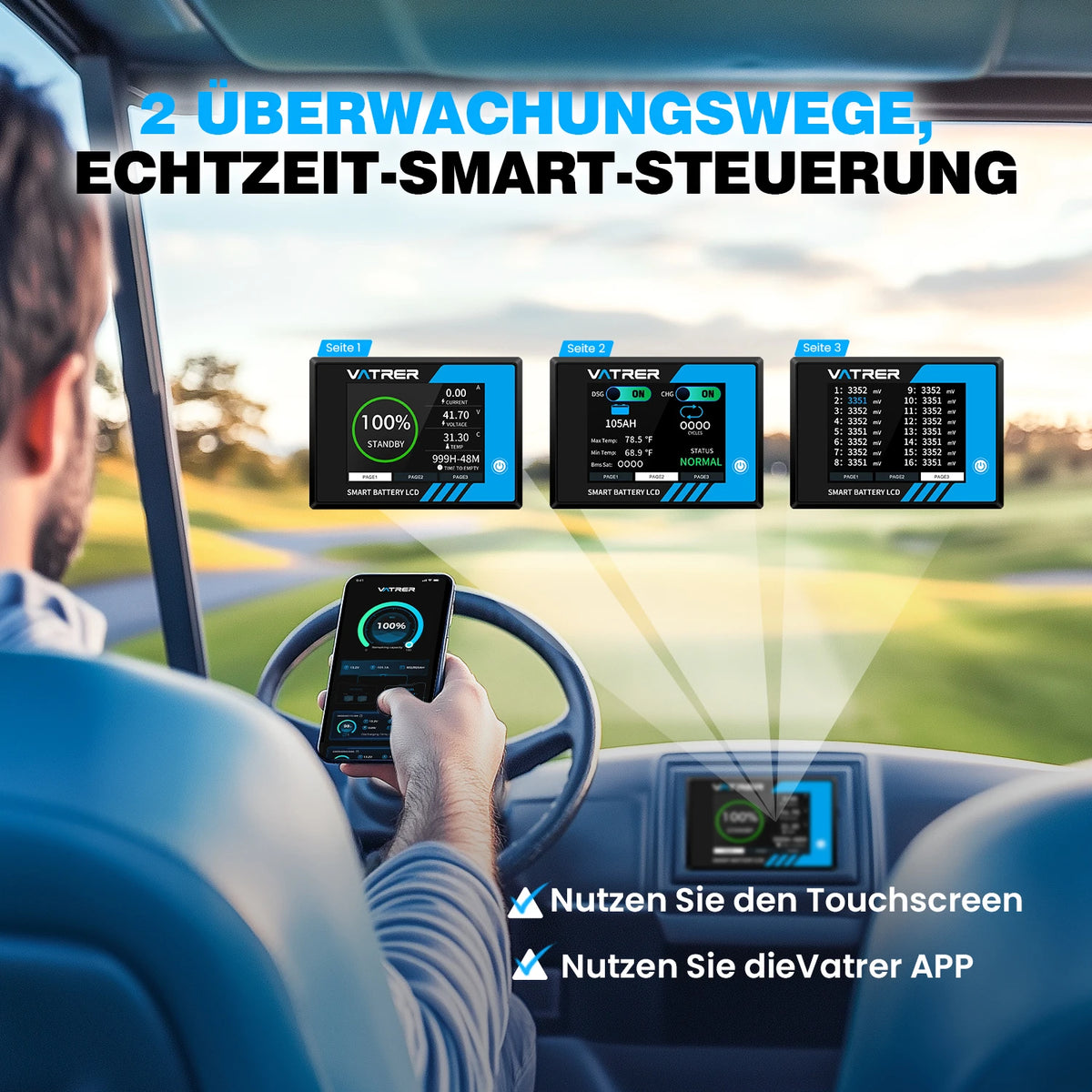 【UL】Vatrer 36V 105AH LiFePO4 Golfwagen Batterie, 200A BMS, 4,000+ Zyklen, Max 7.68kW Ausgangsleistung Lithium Batterie