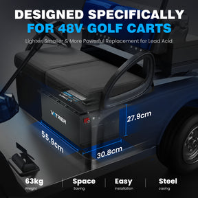 Vatrer 48V 150Ah High Capacity Lithium Golf Cart Battery, 200A BMS, 7680Wh, Max 10.24kW Power Output EU