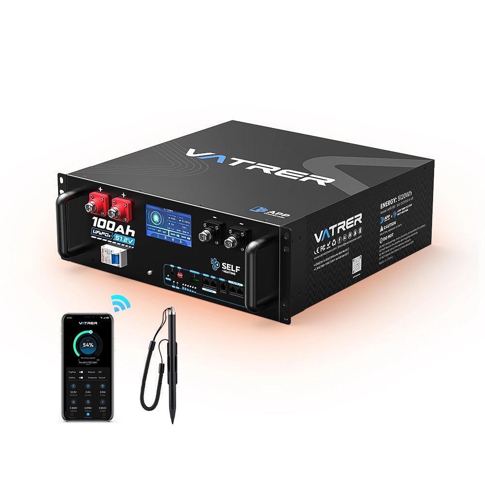 Vatrer 48V (51,2V) 100Ah WIFI Selbstheizender Solar batterie