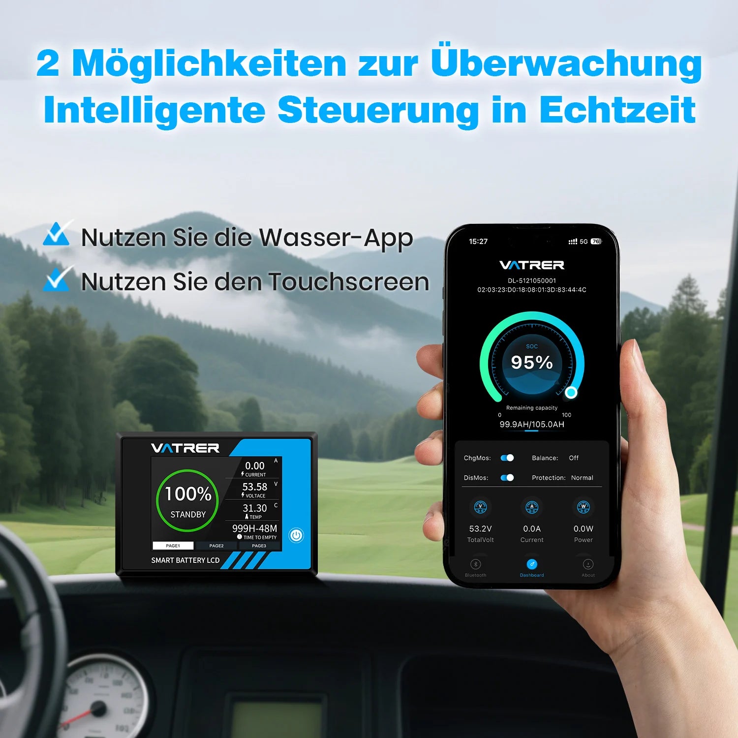 Vatrer 48V 105Ah mini Lithium Batterie,  200 A BMS