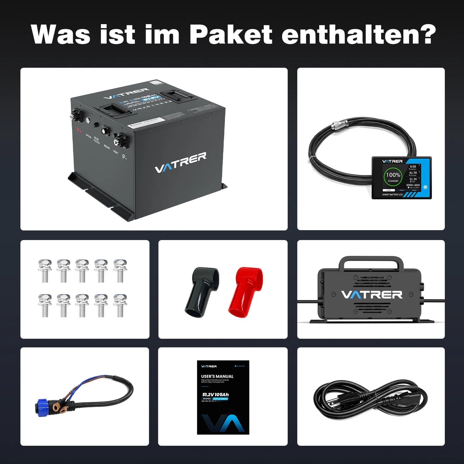 Vatrer 48V 105Ah mini Lithium Batterie,  200 A BMS