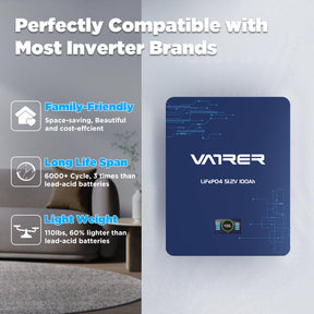 Vatrer 48V (51.2V) Wall-Mounted LiFePO4 Solar Battery EU