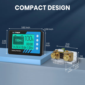 Vatrer 500A Battery Monitor with Shunt for Use as Voltmeter and Ammeter EU